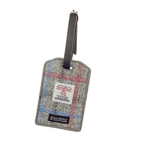 Harris Tweed Luggage Tag - Light Grey Check