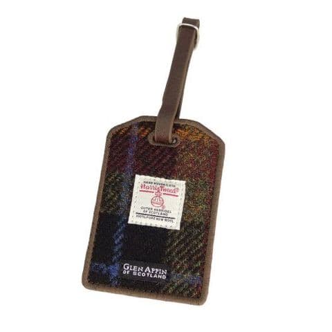 Harris Tweed Luggage Tag - Rust Check