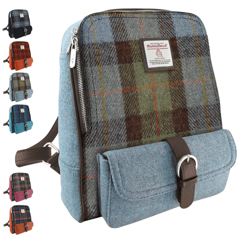 Harris Tweed MacLeod Tartan Mini Backpack - 100% Wool - Gift for Men & Women - LB1013-COL015