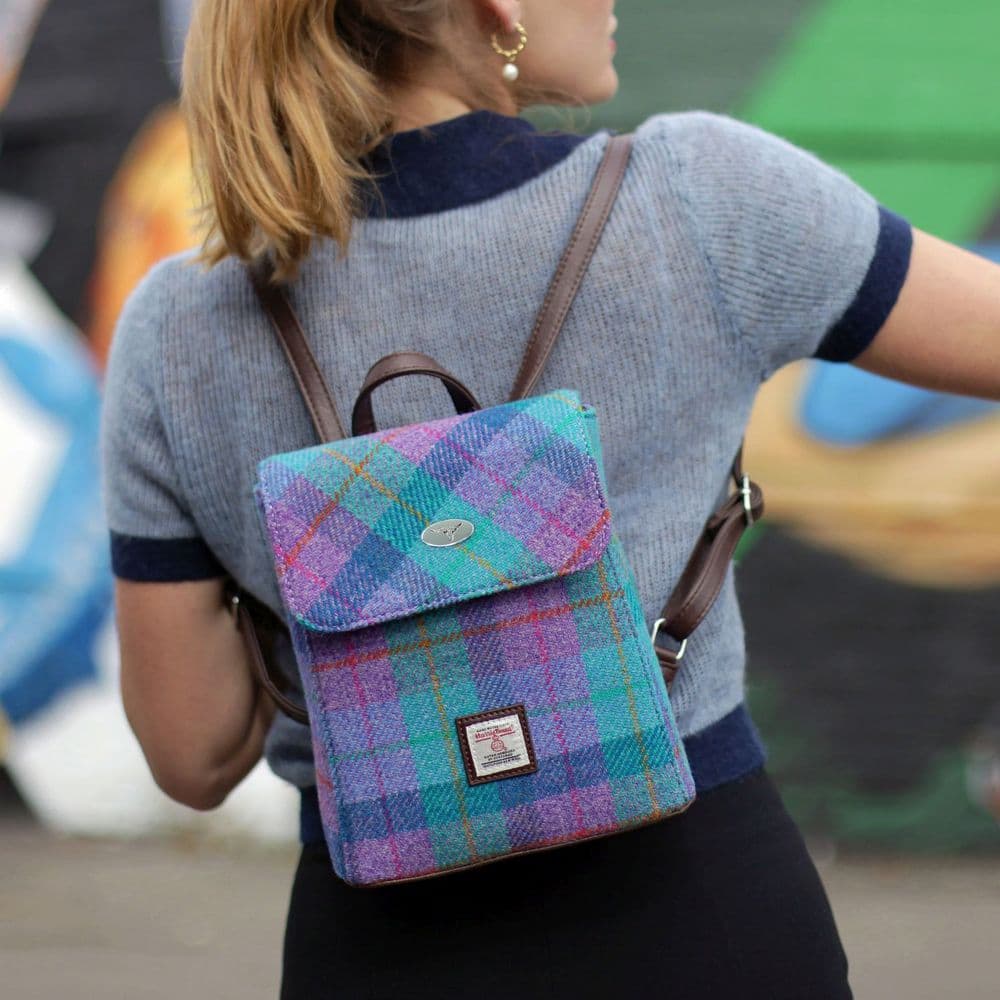 harris and tweed mini backpacks Jura Backpack adjustable shoulder straps Say hello to our Harris Tweed Mini Backpack Islander Mini Jura Backpack with