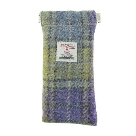 Harris Tweed Muted Lilac / Lime Green Glasses Case - Scottish Heritage Accessory for Men & Women