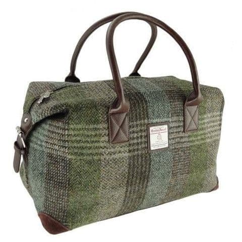 Harris Tweed Overnight Travel Bag in Green Patchwork LB1006-COL 16 - Unisex Gift