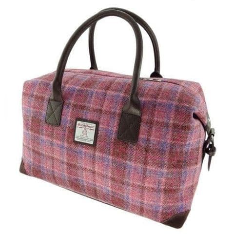 Harris Tweed Overnight Travel Bag in Pink Check LB1006-COL 103 - Unisex Gift