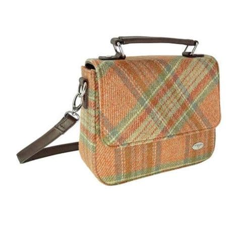 Harris Tweed Pale Orange Stewart Tartan Square Shoulder Bag