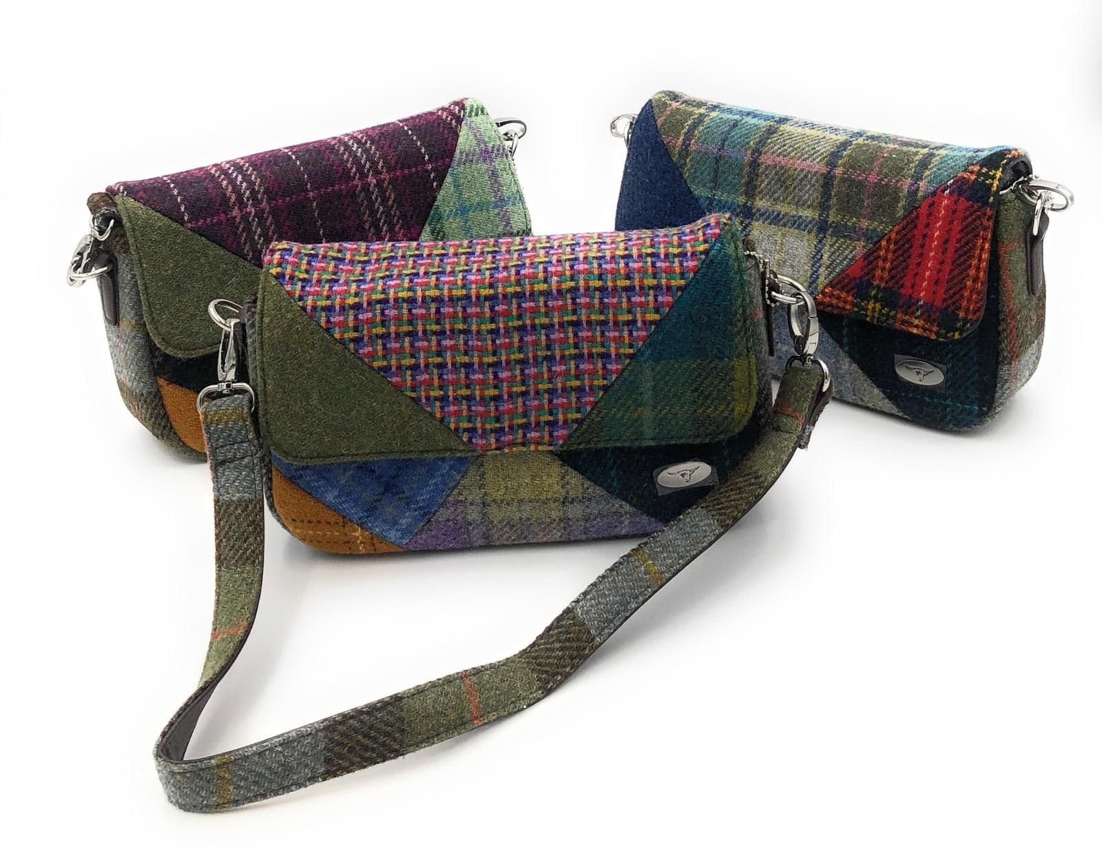 Harris Tweed Patchwork Bag - Small Rectangular Design Magnetic 