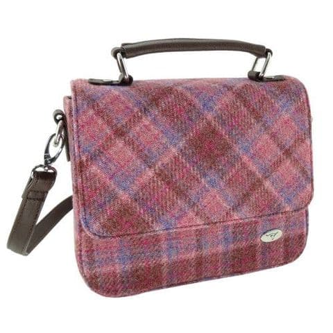 Harris Tweed Pink Check Square Shoulder Bag