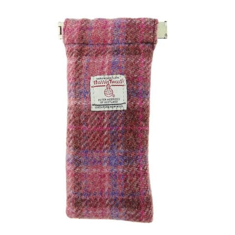 Harris Tweed Pink Check Tartan Glasses Case - Scottish Heritage Accessory for Men & Women