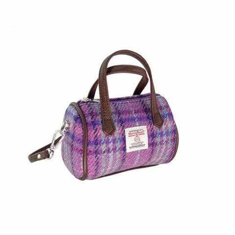 Harris Tweed Purple Mint Check Tiny Bowling Bag