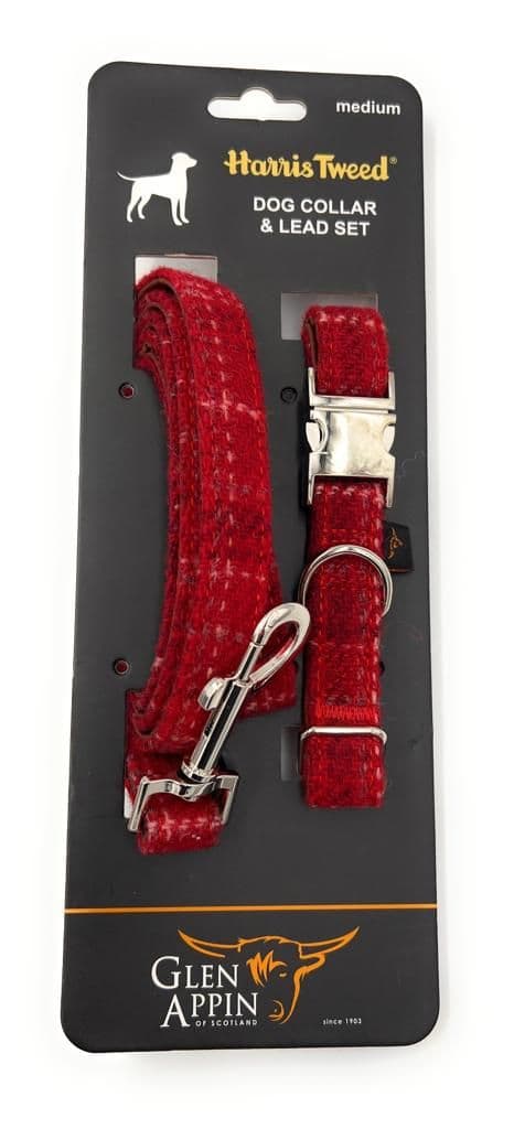 Harris Tweed Red C-102 Dog Collar And Lead