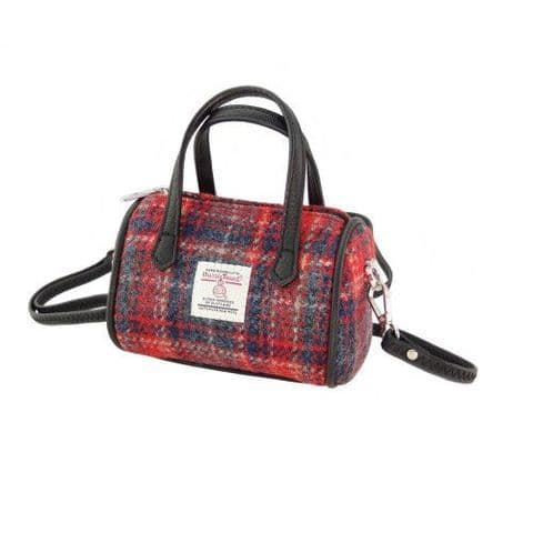 Harris Tweed Red Grey Tartan Tiny Bowling Bag