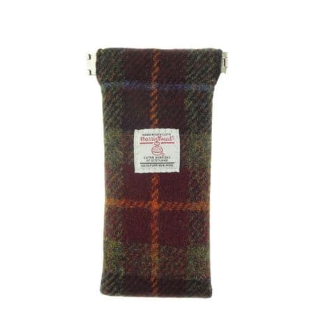 Harris Tweed Rust Check Tartan Glasses Case - Scottish Heritage Accessory for Men & Women