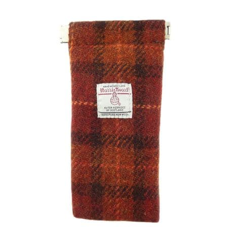 Harris Tweed Rust with Orange Overcheck Glasses Case - Scottish Heritage Accessory for Men & Women