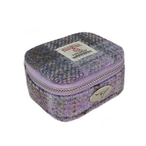 HARRIS TWEED SHUNA JEWELLERY BOX - SOFT PURPLE TARTAN