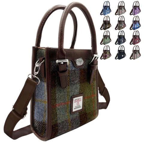 Harris Tweed Tall Mini Tote Bag in MacLeod Tartan, Scottish Gift for Women - LB1238-COL15
