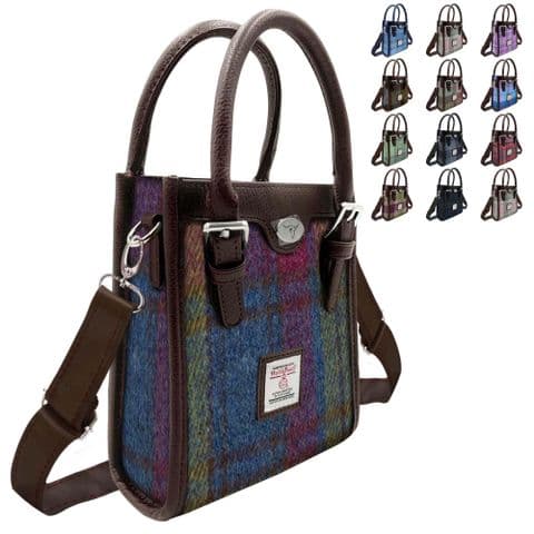 Harris Tweed Tall Mini Tote Bag in Multi Colour Tartan, Scottish Gift for Women - LB1238-COL46