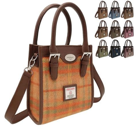 Harris Tweed Tall Mini Tote Bag in Pale Orange Stewart Tartan, Gift for Women - LB1238-COL148