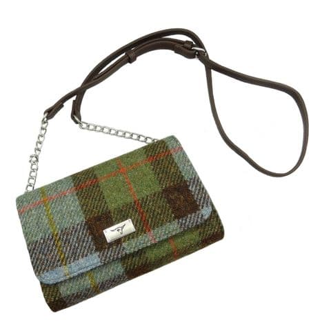 Harris Tweed Wallet Shoulder Bag - 100% Wool Outer, Made in Scotland, Gift for Women & Girls