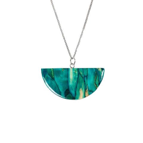 Heathergem Half Circle Pendant – Handcrafted in Scotland, Unique Design with 18" Silver Chain