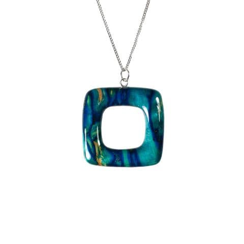 Heathergem Open Square Pendant – Handcrafted Scottish Jewellery with Sterling Silver Chain