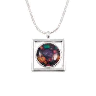 Heathergems Open Square Pendant – Handcrafted Silver Plated Necklace, 22mm, Gift Boxed