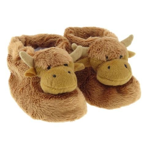 Highland Cow Baby Bootees - Soft, Non-Slip, Ages 0-24 Months - Boys & Girls Gift