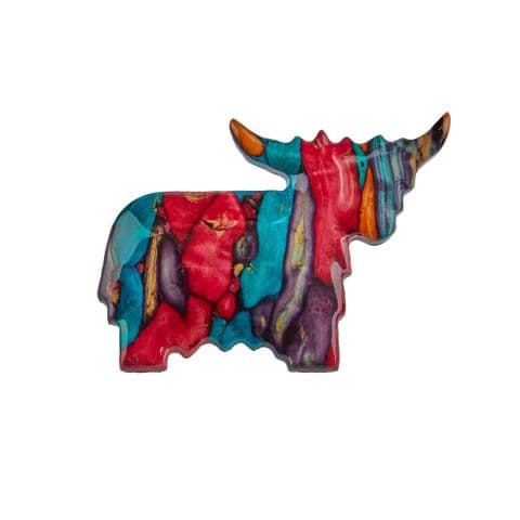 Highland Cow Heather Brooch – Unique Handmade Heathergems Coo Brooch from Scotland
