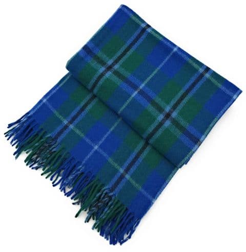 Highland Wool Blend Tartan Blanket Throw | Douglas Blue Tartan | Cosy Living Room Accessory