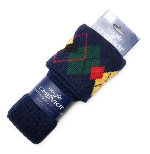 House of Cheviot Highland Argyle Merino Wool Blend Kilt Hose Made In Scotland