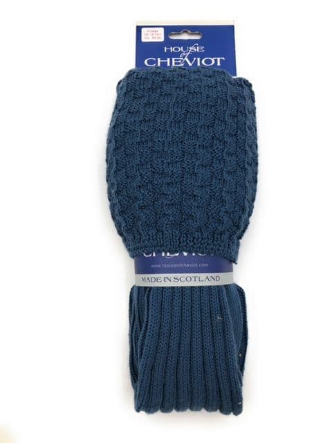 House of Cheviot Luxury Merino Wool Blend Pipe Band Kilt Hose Ancient Blue Made in Scotland