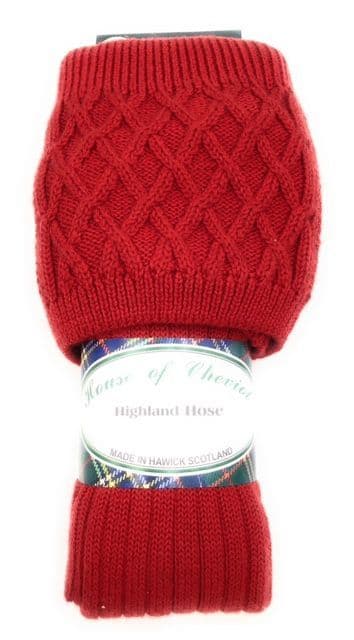 House of Cheviot Luxury Merino Wool Blend Pipe Band Kilt Hose Tartan Red Made in Scotland