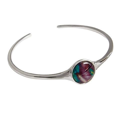Isla Round Silver Plated Bangle – Adjustable, Handcrafted Heathergem, Gift Box Included