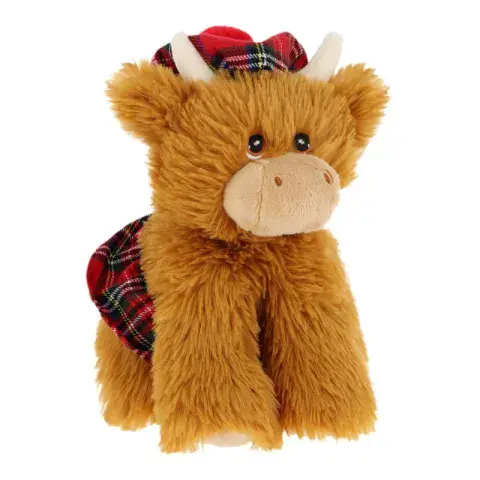 Keel Toys Keeleco Highland Cow Plush Toy 20cm – Scottish Highland Cow with Kilt & Tam O’Shanter