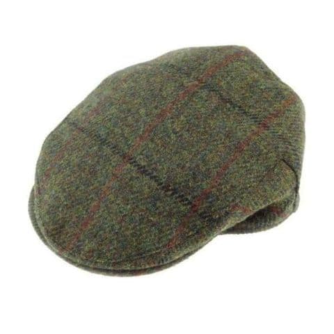 Kids One Size Harris Tweed County Cap in Dark Green Check GH0452-GRNCHK