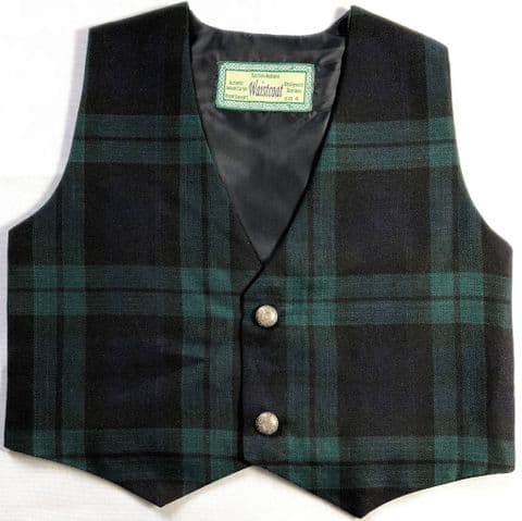 Kids Waistcoat Black Watch Brand New