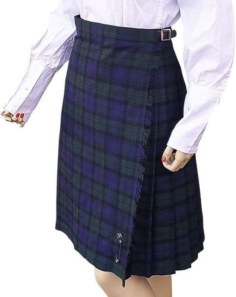 Ladies 22" Tartan Kilt Made in Scotland - Scottish Tartan Traditional Kilts - Black Watch Tartan
