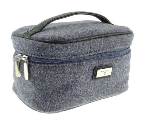 Ladies Harris Tweed Cosmetic Bag in Plain Grey/Purple LB2103-COL38