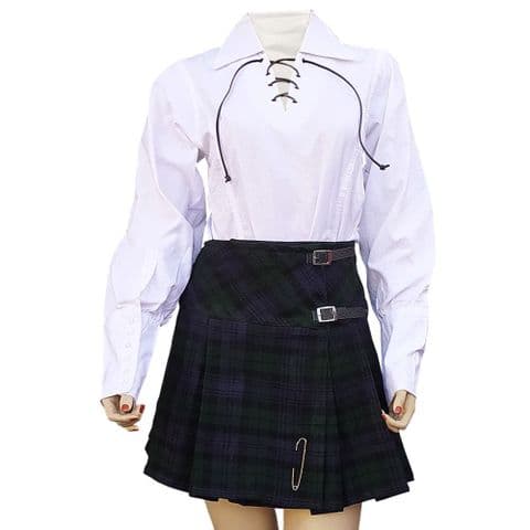 Ladies Tartan Mini Kilt Skirt for women - Traditional Scottish Plaid Dress - Black watch Tartan