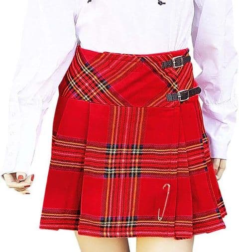 Ladies Tartan Mini Kilt Skirt for women - Traditional Scottish Plaid Dress - Royal Stewart Tartan