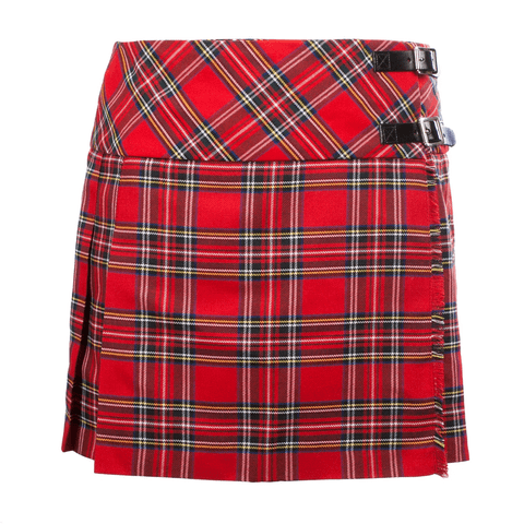 Ladies Tartan Stacey Kilt | 18.5" Length Skirt for Women | Royal Stewart | Two Leather Strap Buckles