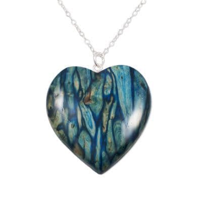 Large Heart Heather Sterling Silver Pendant - Unique Handmade Scottish Heathergem