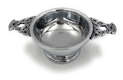 Limited Edition 2" Chrome Nickel Full Metal Celtic Design Traditional Quaich
