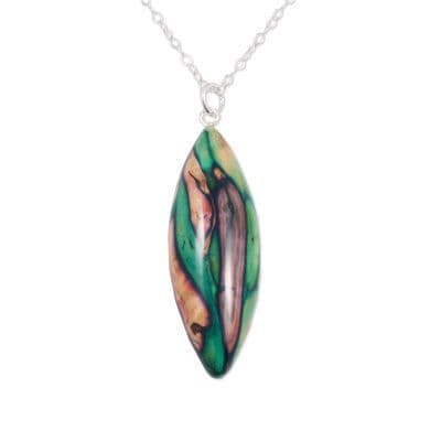 Long Oval Heather Sterling Silver Pendant - Handmade Heathergem Necklace in Gift Box