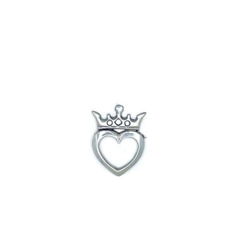 Luckenbooth Small Brooch in Polished Pewter – Scottish Heart & Crown Design, 3x4cm - PB11