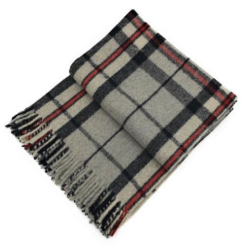 Luxurious Wool Tartan Blankets for beds, Sofa throws - Winter warm - 74x62" - Thomson Grey - Gift