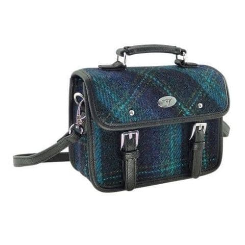Luxury Harris Tweed Mini Satchel Bag in Exquisite Blue & Turquoise Check LB1230-COL 119