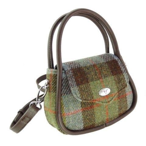 Luxury Harris Tweed Round Tartan Mini Handbag For Women In Macleod Tartan LB1240