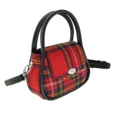 Luxury Harris Tweed Round Tartan Mini Handbag For Women In Multi Colour Tartan LB1240 C-24