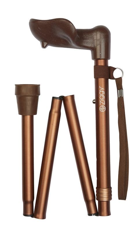 Matt Bronze Anatomical Folding Stick, Left & Right Hand Options, Height Adjustable, Lightweight