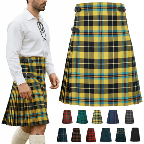 Men’s 5 Yard Tartan Kilt - Adjustable Leather Straps, Soft Non-Itchy 16oz Fabric - Cornish National