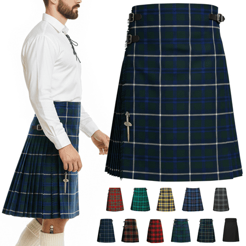 Men’s 5 Yard Tartan Kilt - Adjustable Leather Straps, Soft Non-Itchy 16oz Fabric - Douglas Tartan